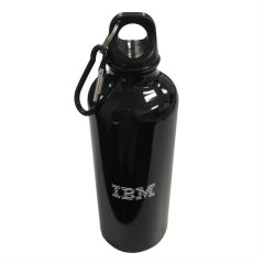 Black Metal Water Bottle with Carabiner